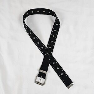 Vintage MUDD Y2K Black Cloth Belt Silver Grommets Studs Women's M / L